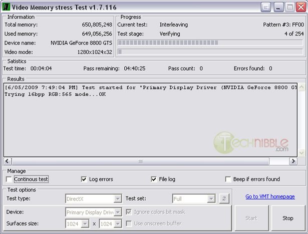 Video Memory Stress Test